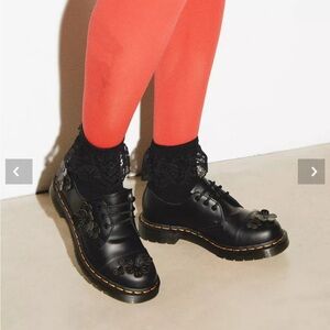 Dr. Martens 1461 FLOWER APPLIQUE LEATHER OXFORD SHOES Size 8